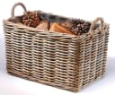 Kobolo Kaminholzkorb Eckig Grau Rattan Mit Leinenstoff Bild 2