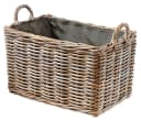 Kobolo Kaminholzkorb Eckig Grau Rattan Mit Leinenstoff Bild 4