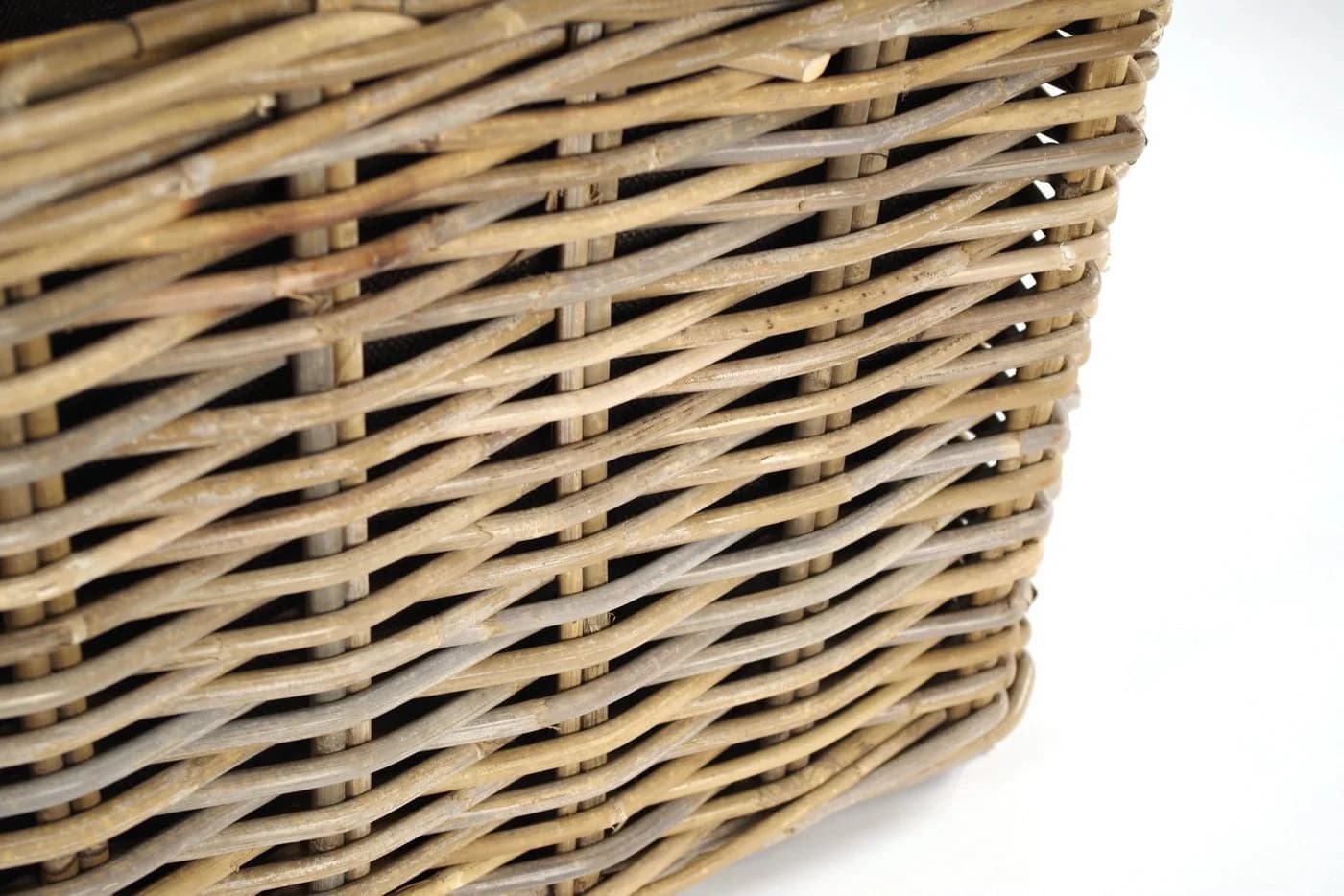 Kobolo Kaminholzkorb Eckig Grau Rattan Mit Leinenstoff - Bild 5