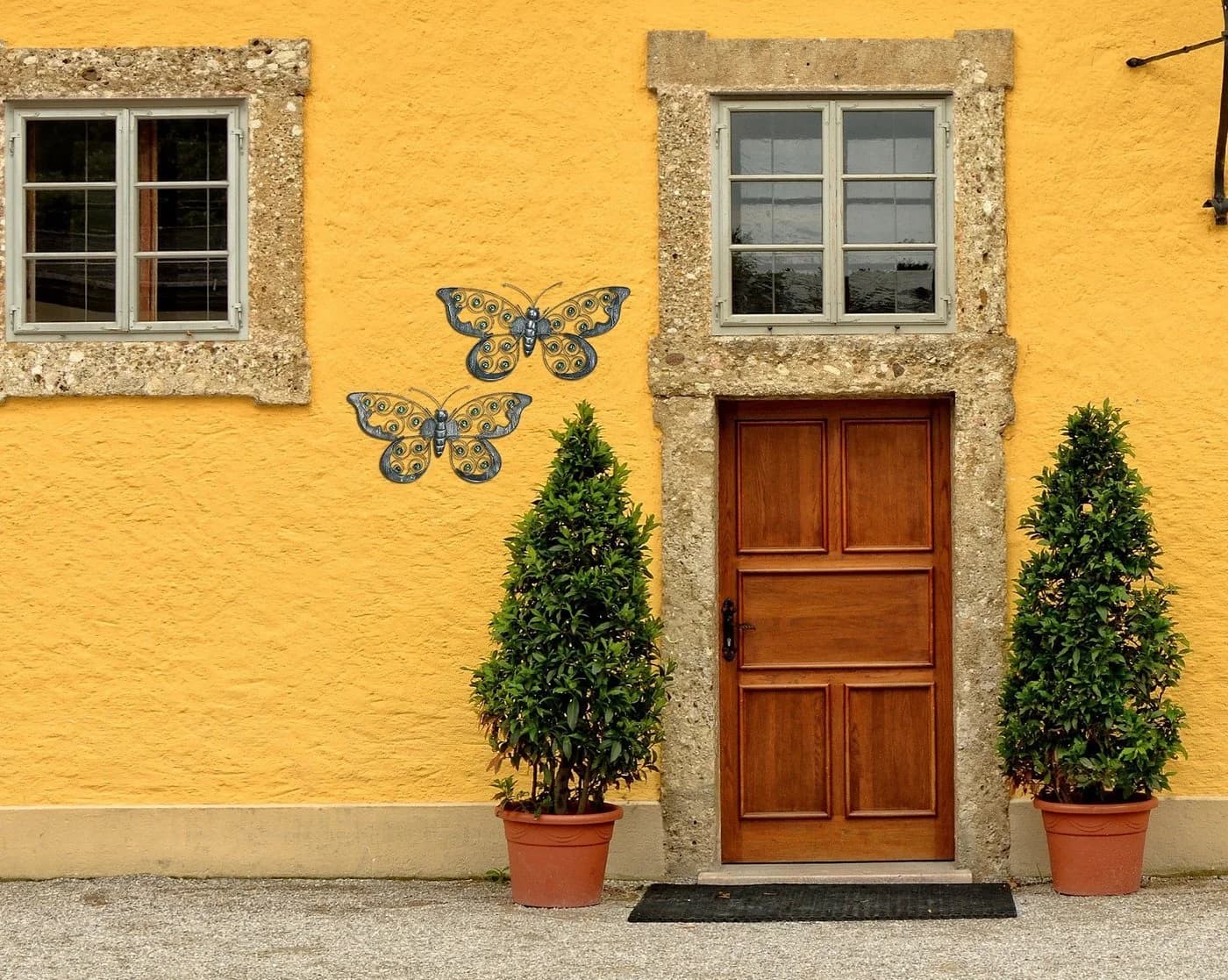 Kobolo Wandschmuck Schmetterling 2er Set Grau Metall