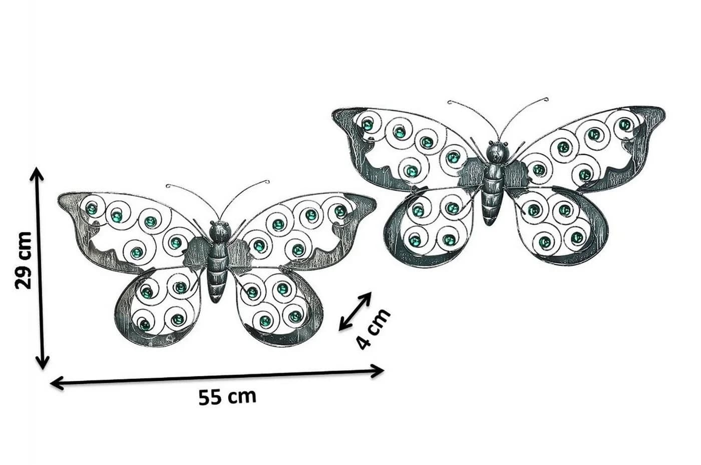 Kobolo Wandschmuck Schmetterling 2er Set Grau Metall - Bild 3