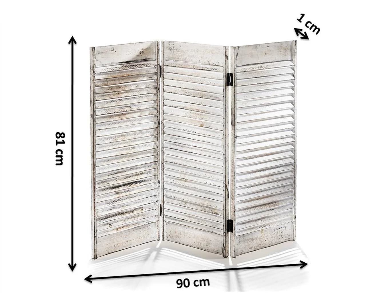 Kobolo Tischparavent Fenstersichtschutz White-Washed 90x81 cm