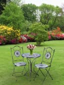 Kobolo Balkonset Sitzgruppe Gartenmöbel Tisch Stühle Metall Mosaik Blau Weiß Bild 1