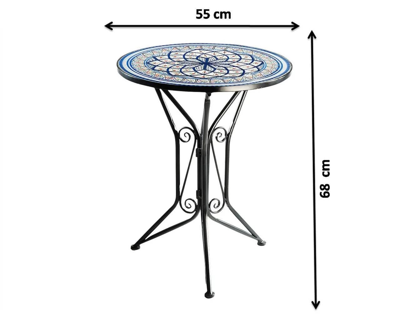 Kobolo Balkonset Sitzgruppe Gartenmöbel Tisch Stühle Metall Mosaik Blau Weiß - Bild 4