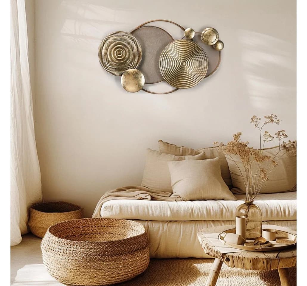 Kobolo 3D Wandbild Metallbild GOLDEN Industrial Look