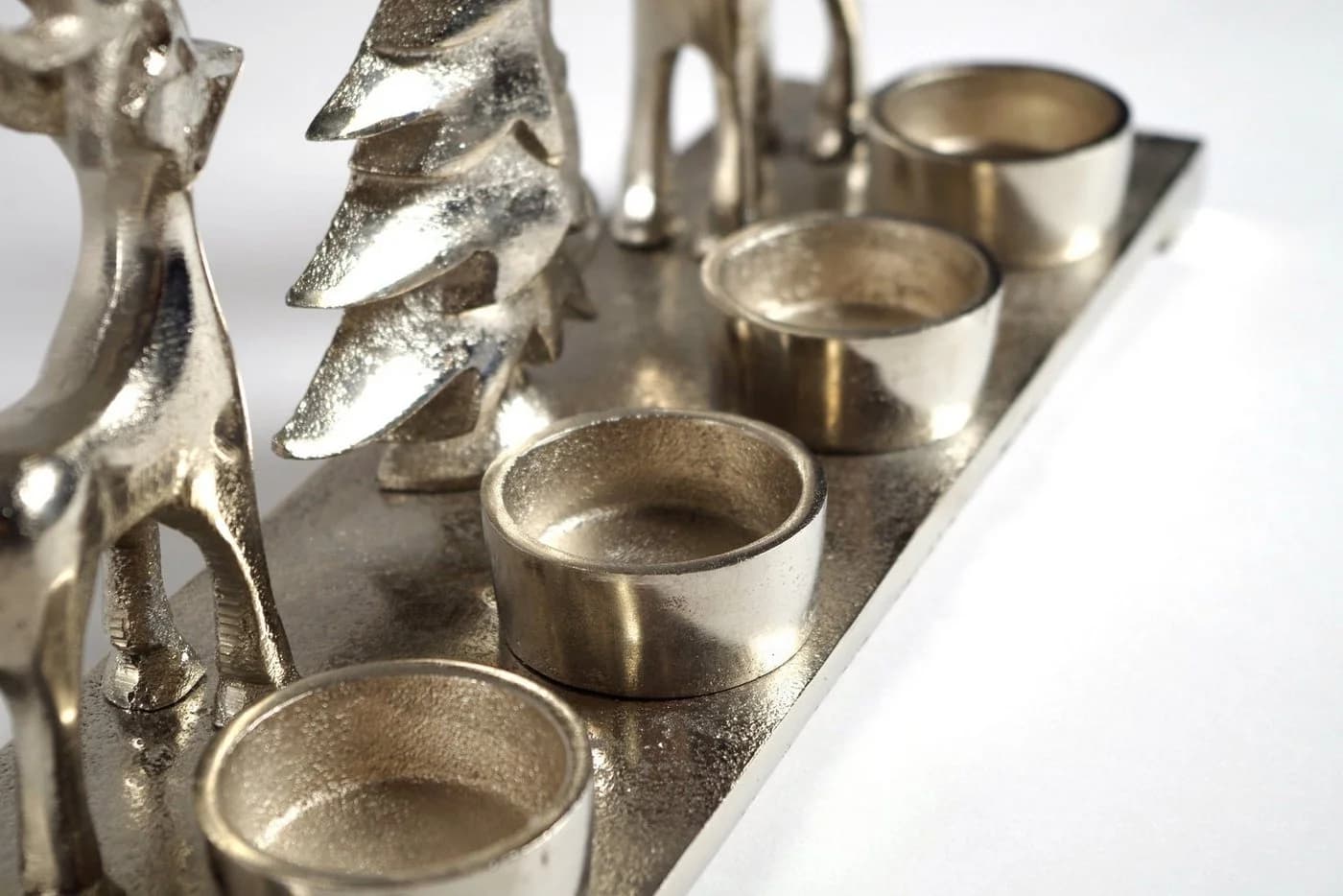 Kobolo Kerzenhalter Adventskranz silber Metall 4 Teelichter - Bild 4