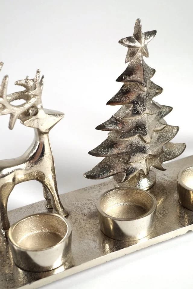 Kobolo Kerzenhalter Adventskranz silber Metall 4 Teelichter - Bild 5