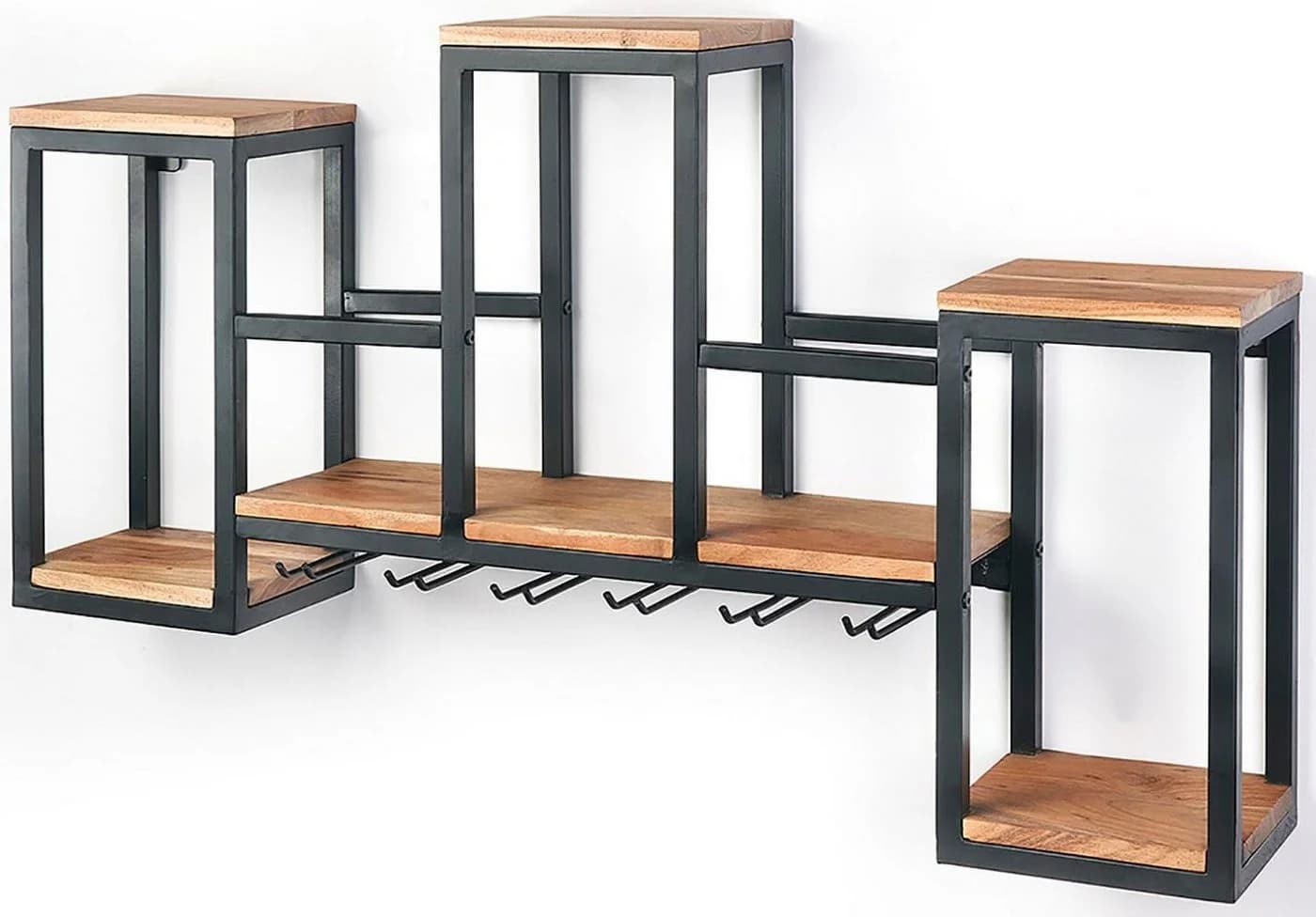 Kobolo Wandregal MERLOT Metall Mangoholz Schwarz/Braun - Bild 5