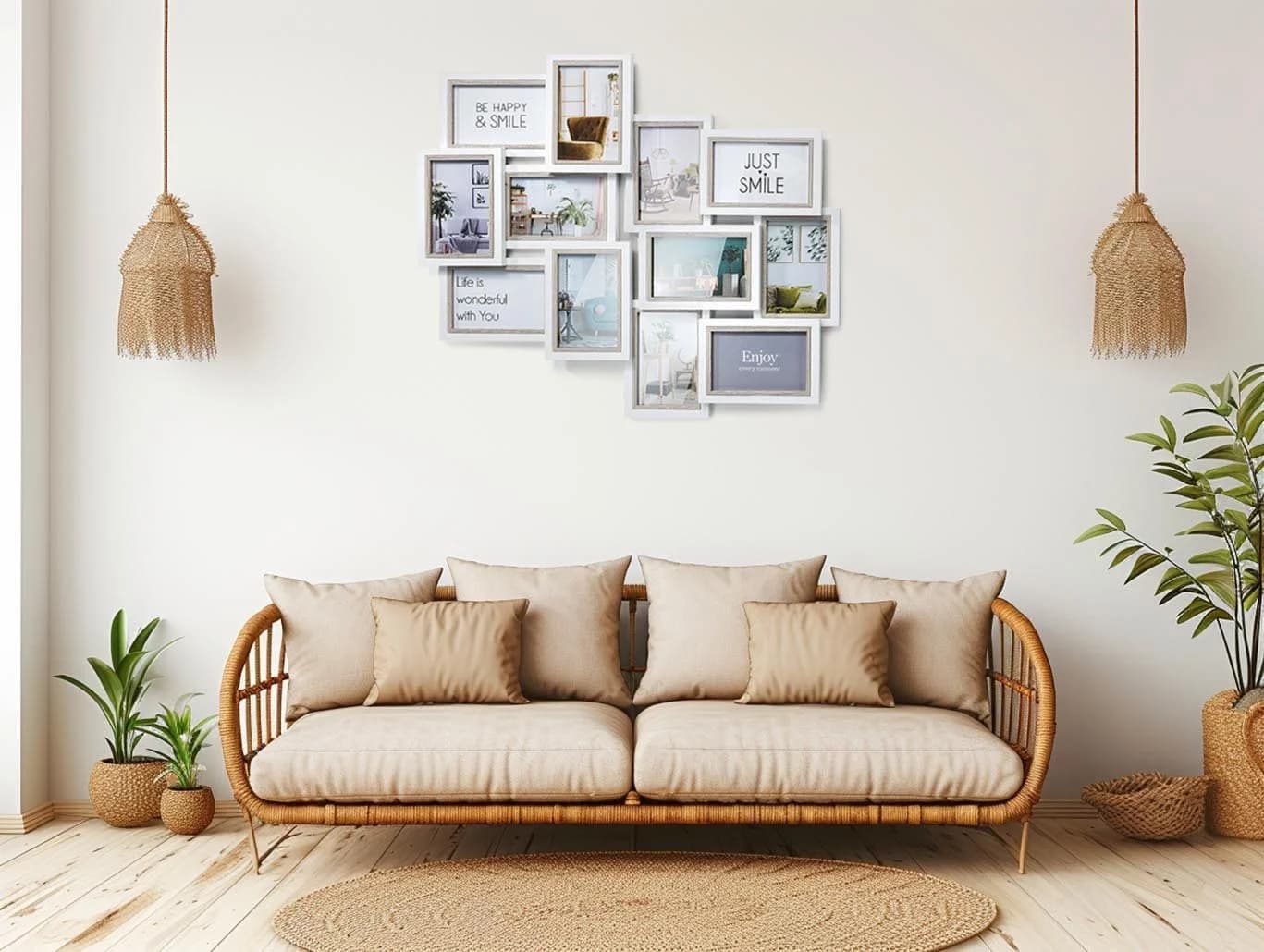 Kobolo Bilderrahmen Collage BIG Weiß Grau Holz 12 Bilder