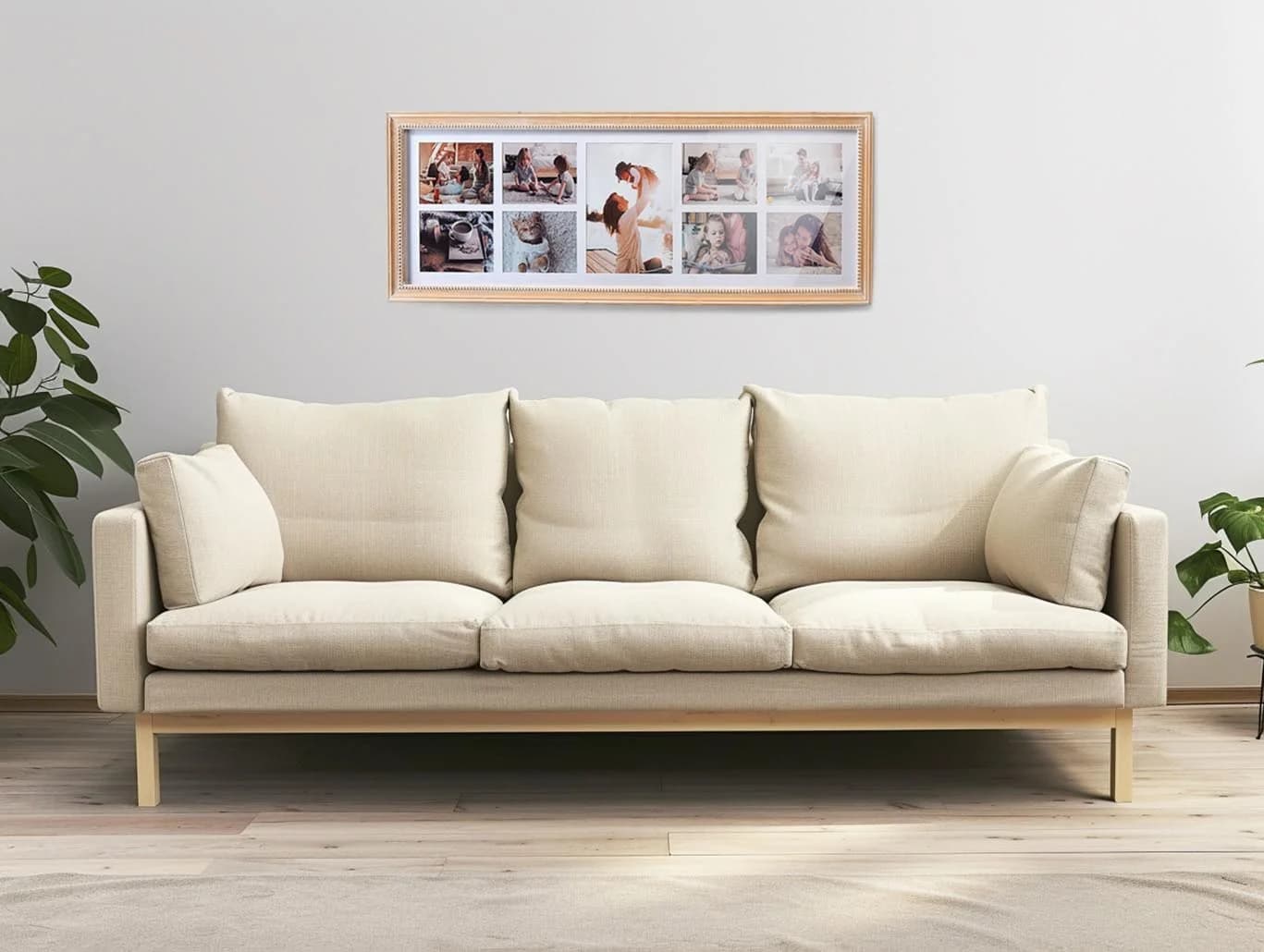 Kobolo Bilderrahmen Collage Beige Weiß für 9 Bilder Holz