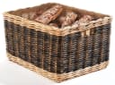 Kobolo Kaminholzkorb Rattan zweifarbig Jutestoff Bild 2
