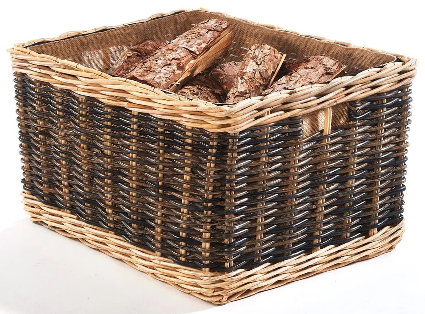 Kobolo Kaminholzkorb Rattan zweifarbig Jutestoff - Bild 2