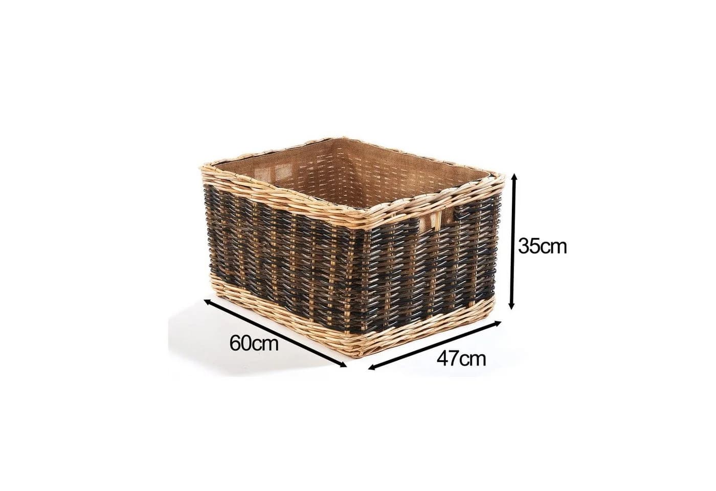 Kobolo Kaminholzkorb Rattan zweifarbig Jutestoff - Bild 3
