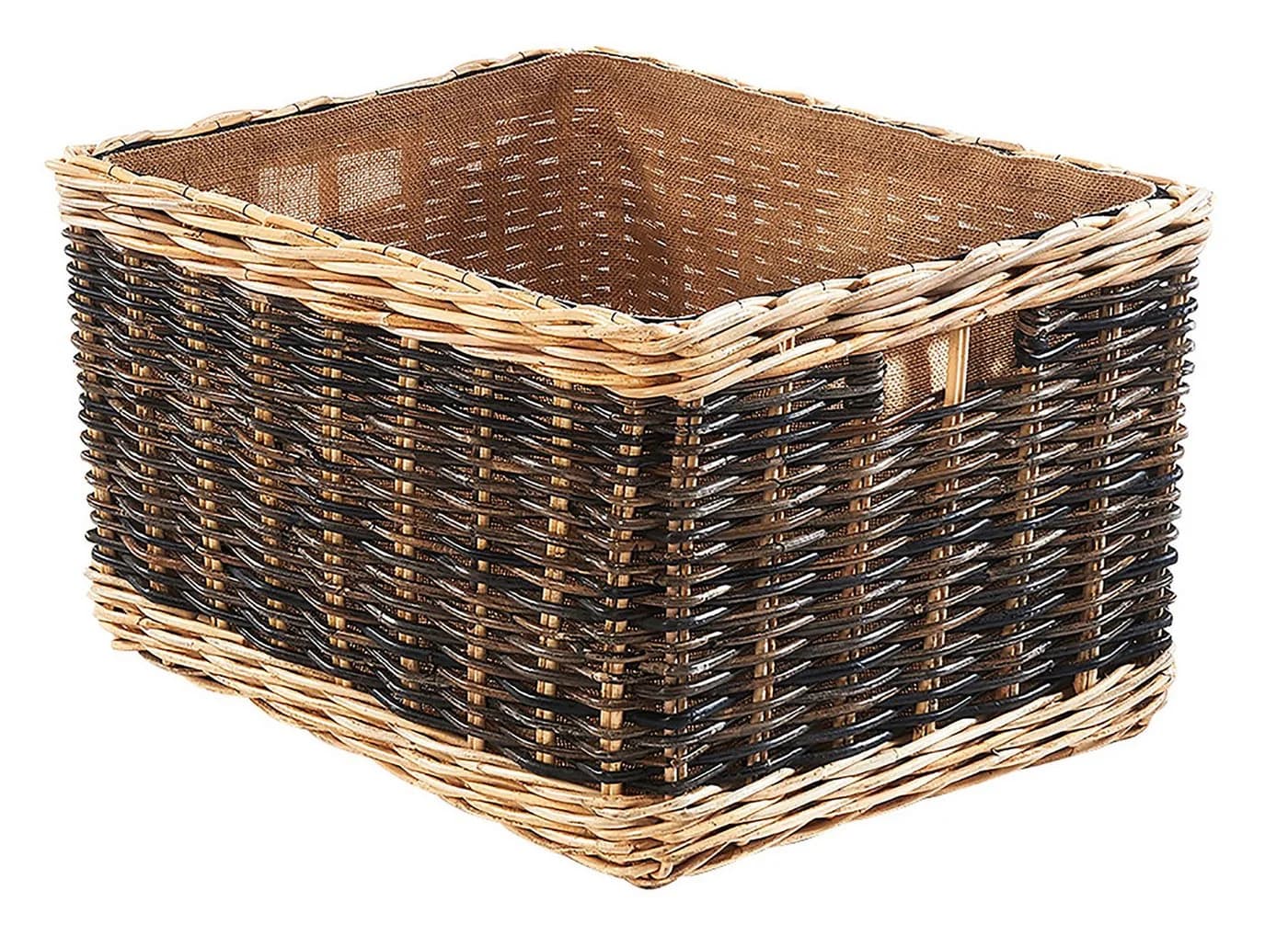 Kobolo Kaminholzkorb Rattan zweifarbig Jutestoff - Bild 4