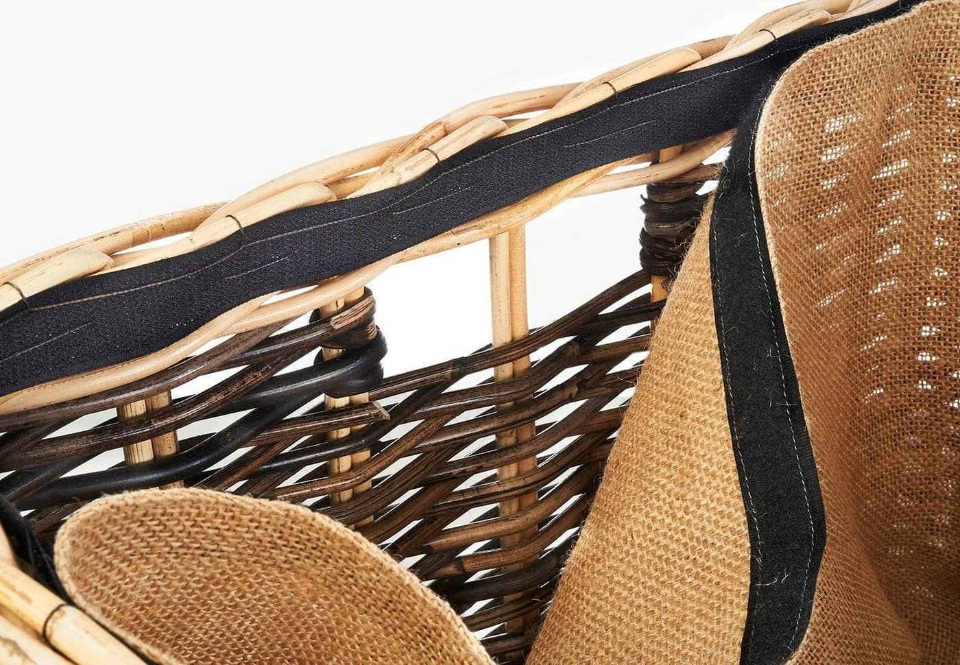 Kobolo Kaminholzkorb Rattan zweifarbig Jutestoff - Bild 5