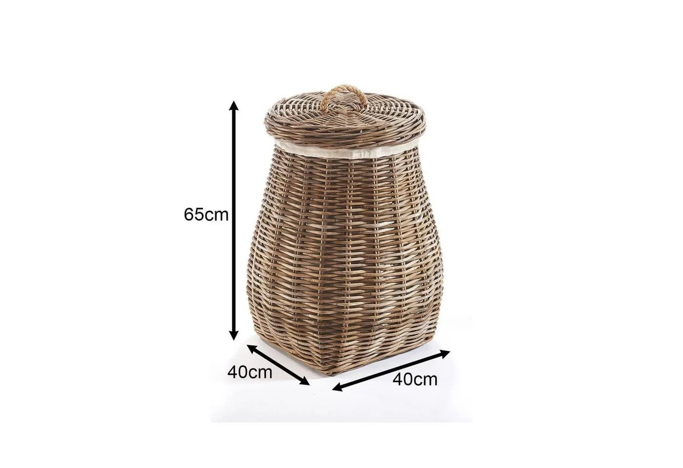 Kobolo Wäschekorb rund grau mit Deckel - Rattan kubu grey