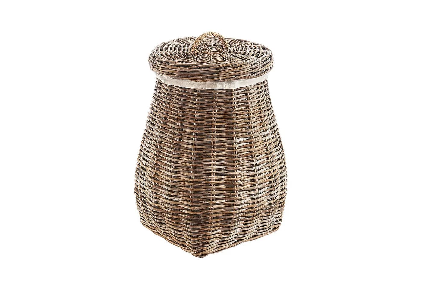 Kobolo Wäschekorb rund grau mit Deckel - Rattan kubu grey - Bild 2