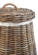 Kobolo Wäschekorb rund grau mit Deckel - Rattan kubu grey Bild 3
