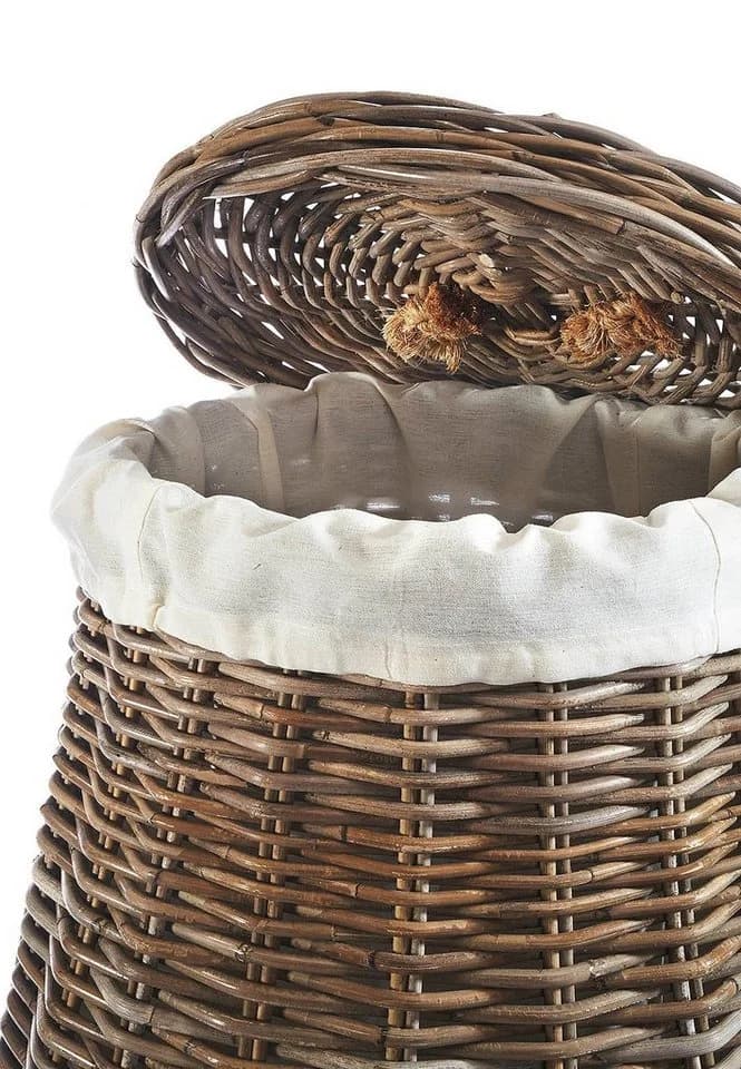Kobolo Wäschekorb rund grau mit Deckel - Rattan kubu grey - Bild 5