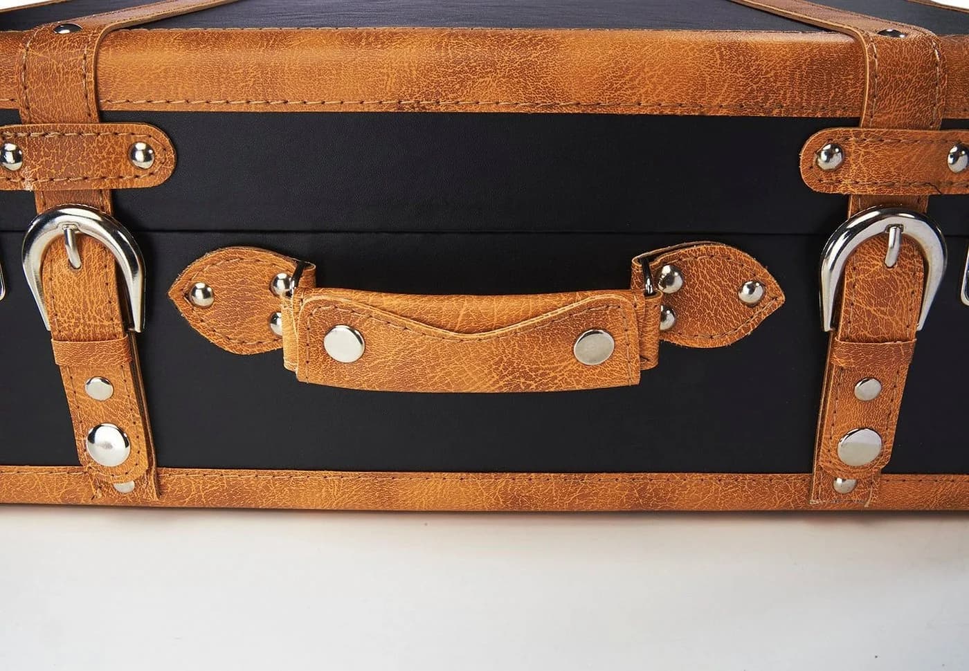 Kobolo Dekokoffer Retro MDF Kunstleder Braun Schwarz - Bild 4
