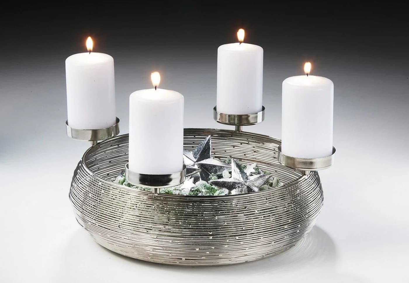 Kobolo Kerzenhalter Dekokranz Metall Silber - Bild 3