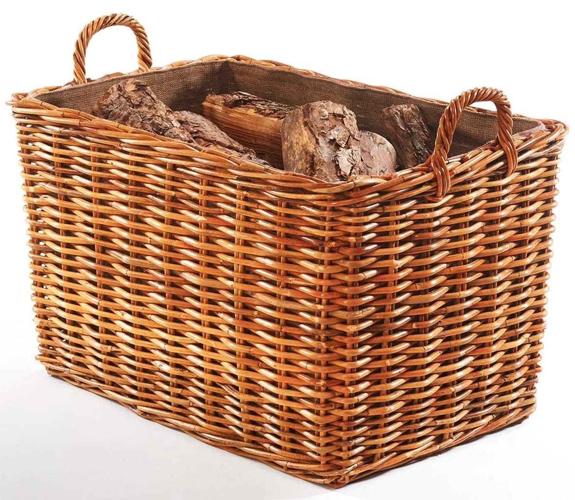Kobolo Kaminholzkorb Rattan mit abnehmbarem Leinenfutter Braun - Bild 2