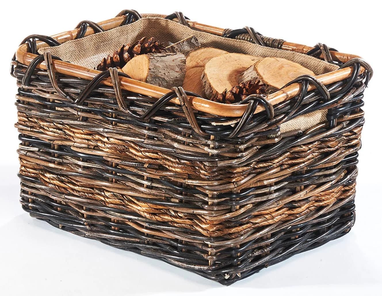 Kobolo Kaminholzkorb Rattan Bananenblatt Jutestoff M - Bild 2