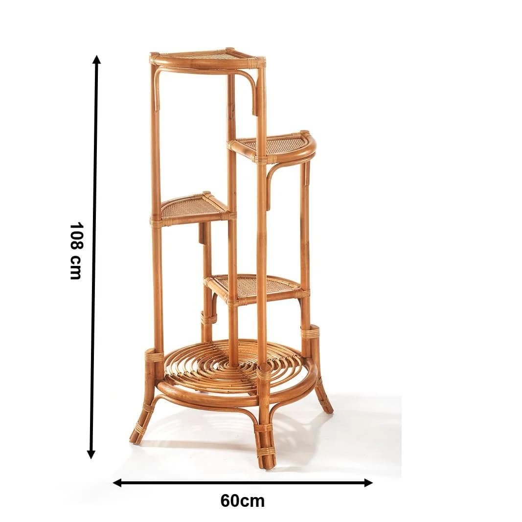Kobolo Blumenregal Pflanzenständer aus Rattan - natur - für 4 Töpfe - Bild 4