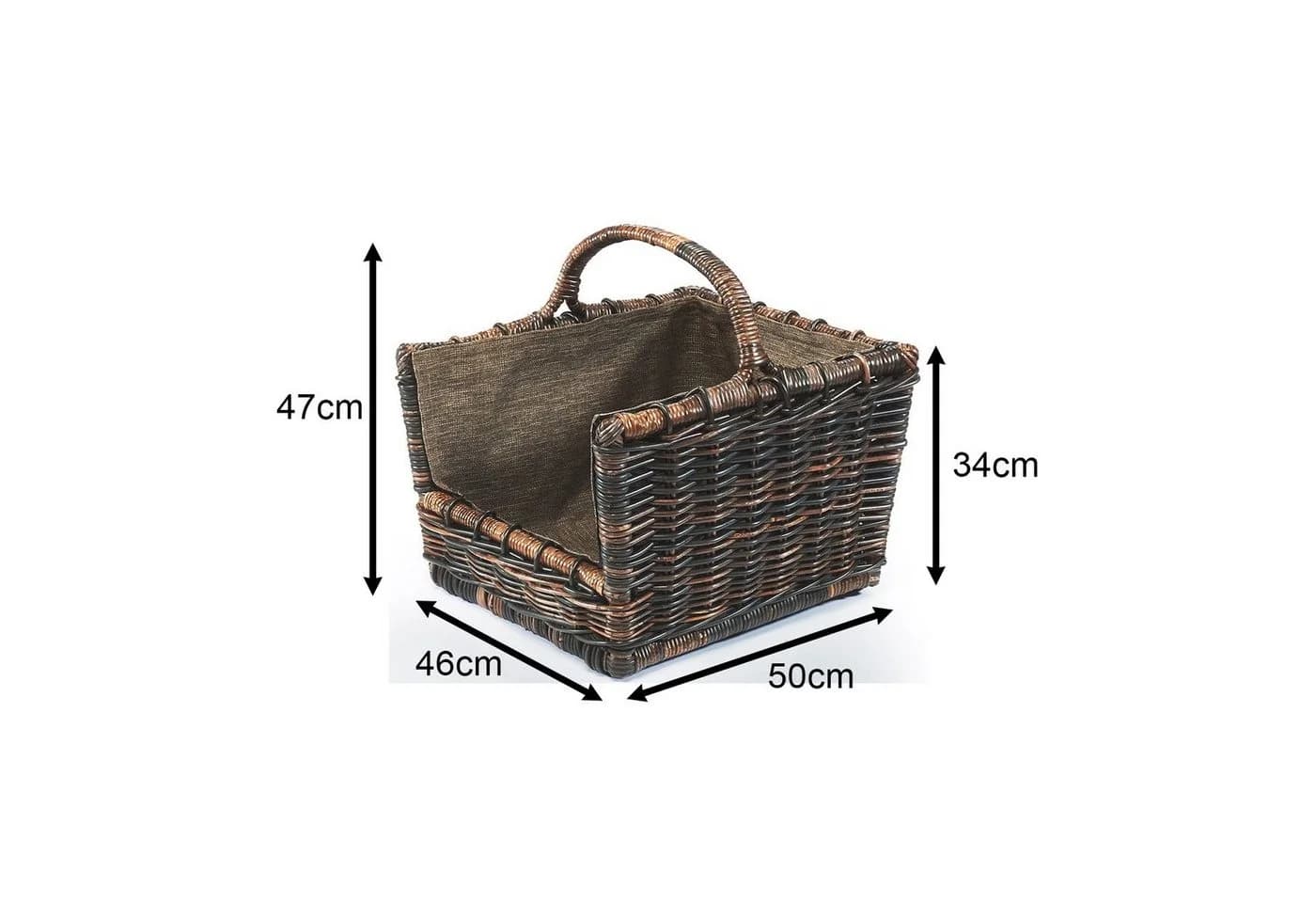Kobolo Kaminholzkorb Rattan abnehmbarer Stoff