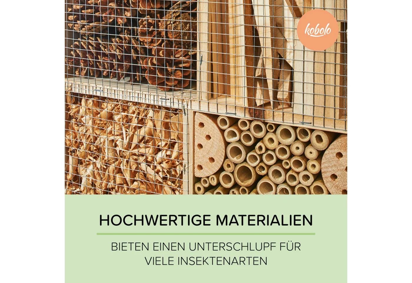 Kobolo Insektenhotel aus Tannenholz mit Bambus und Zapfen - Bild 4
