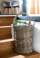Kobolo Aufbewahrungskorb Treppenkorb Rattan Grau Bild 1