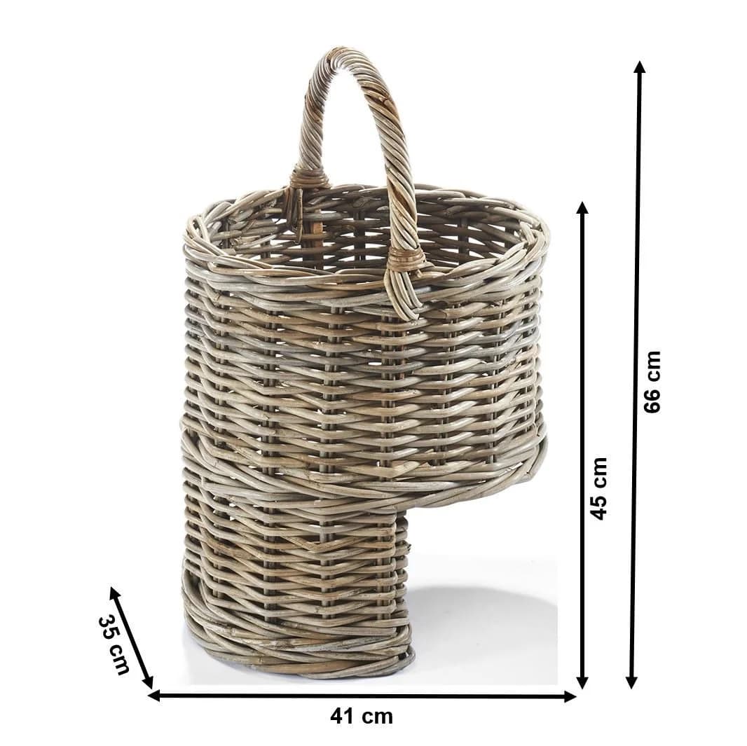 Kobolo Aufbewahrungskorb Treppenkorb Rattan Grau - Bild 3
