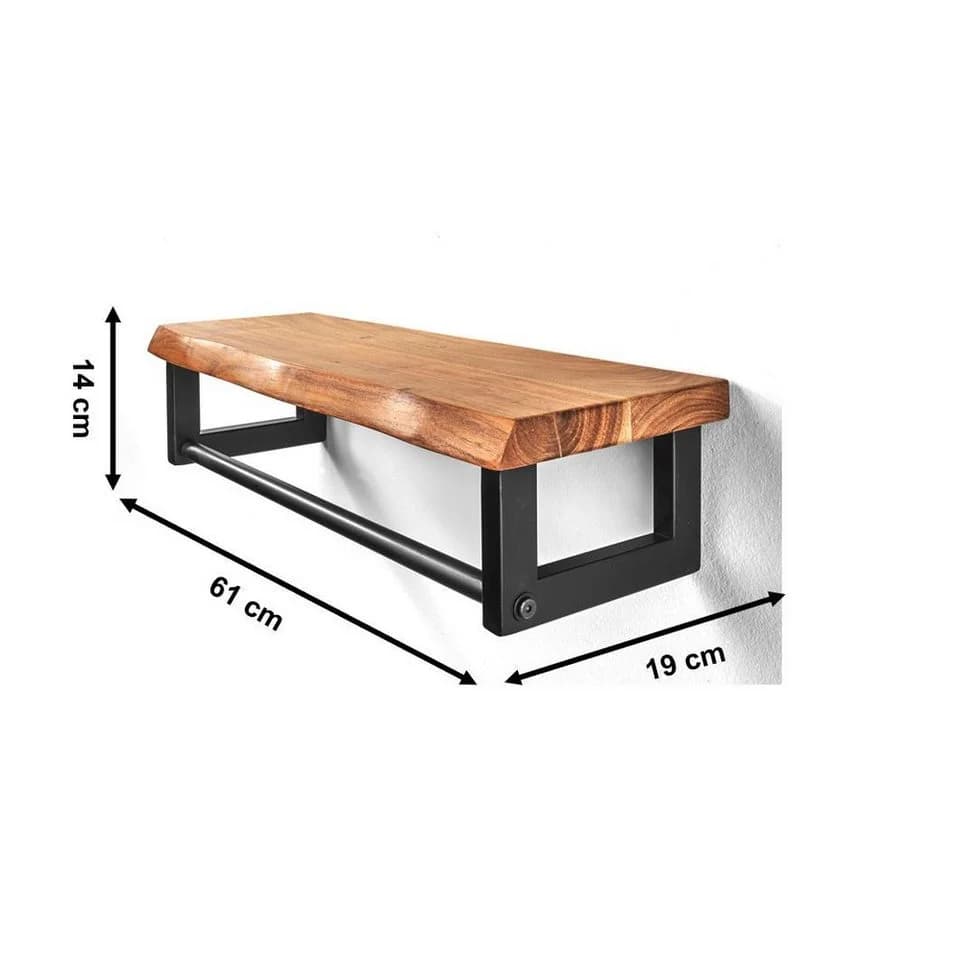 Kobolo Garderobenständer Wandregal Metall und Holz - Bild 3