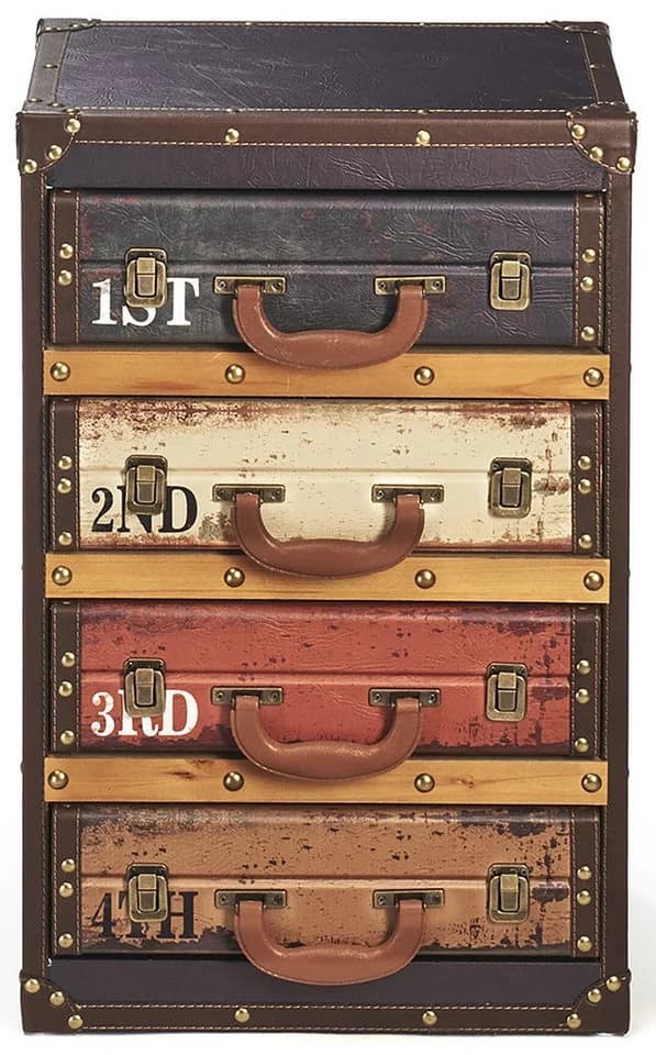 Kobolo Kofferregal Retro 4 Fächer Braun Kunstleder - Bild 2