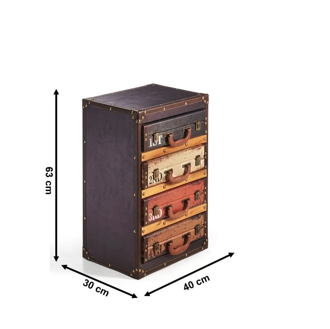 Kobolo Kofferregal Retro 4 Fächer Braun Kunstleder - Bild 3