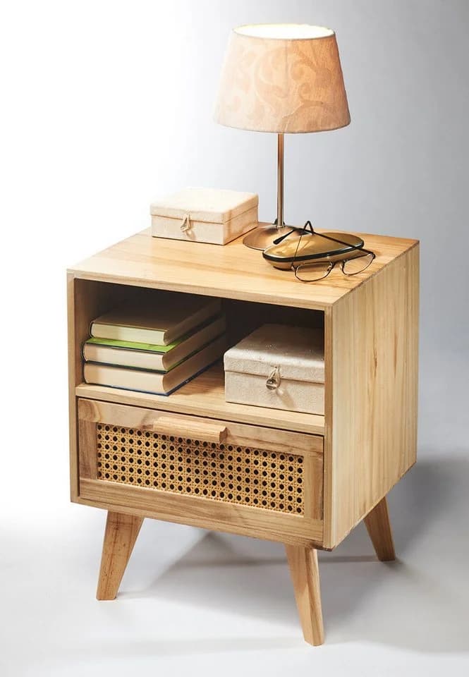 Kobolo Regal Kommode mit Schublade und Ablagefach Braun Boho-Look - Bild 4
