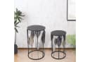 Kobolo Beistelltisch Set PIANTA 2er Metall Holz Schwarz Silber Gold Bild 1