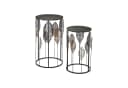 Kobolo Beistelltisch Set PIANTA 2er Metall Holz Schwarz Silber Gold Bild 2