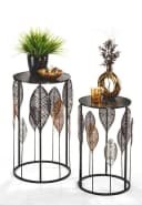 Kobolo Beistelltisch Set PIANTA 2er Metall Holz Schwarz Silber Gold Bild 3