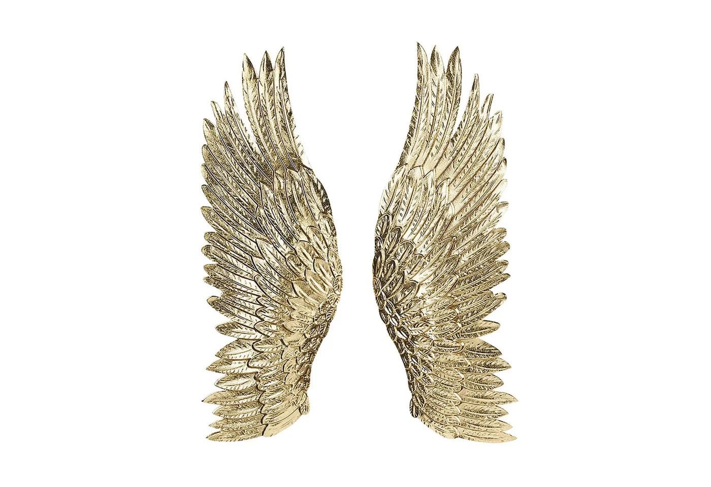 Kobolo Wanddeko Set ANGELO Engelsflügel Metall Gold 2 Stk 3D Look - Bild 2