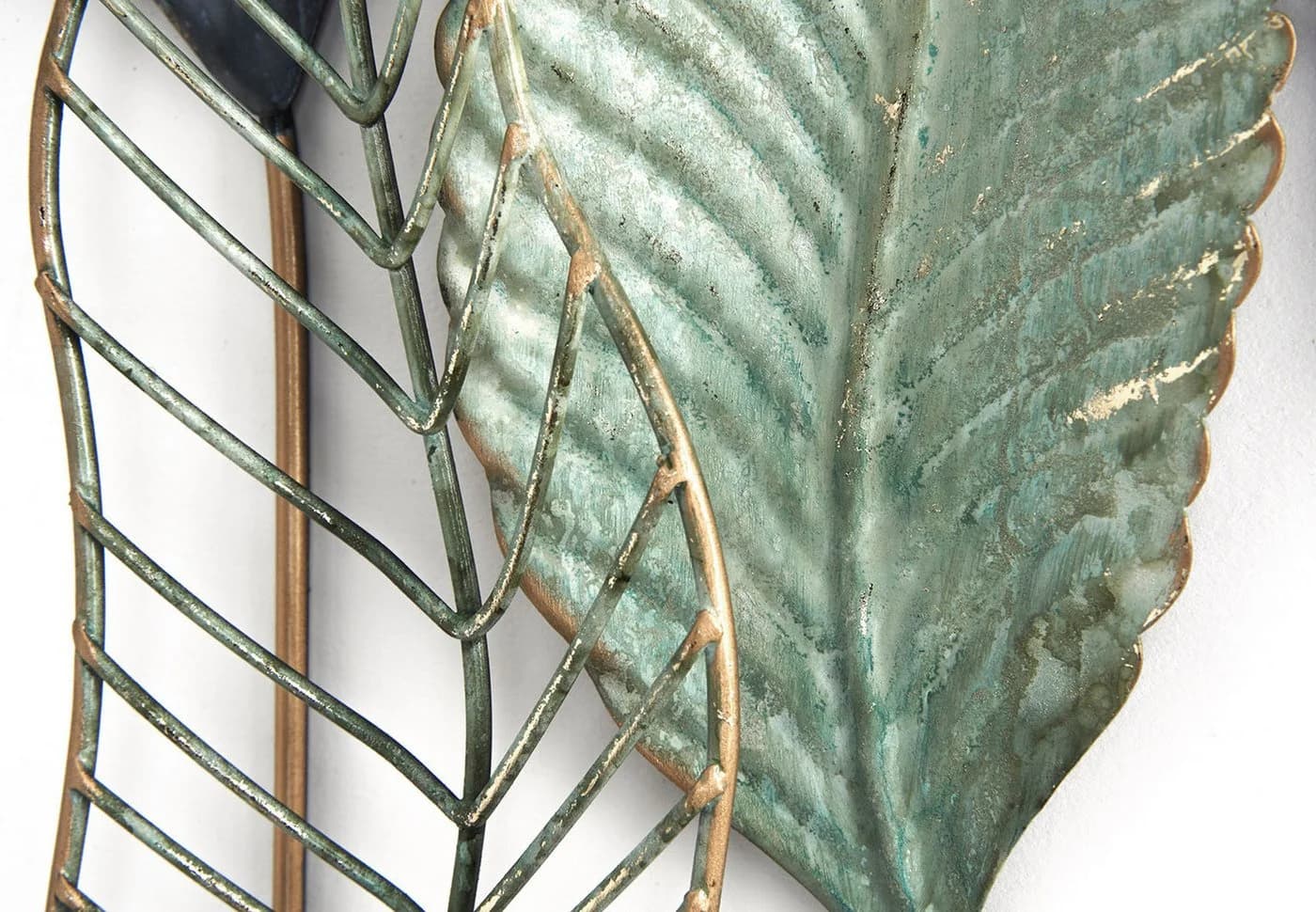 Kobolo Wandbild SENTONI Metallbild Wanddeko Gold Blau Pflanzen Used Look - Bild 4