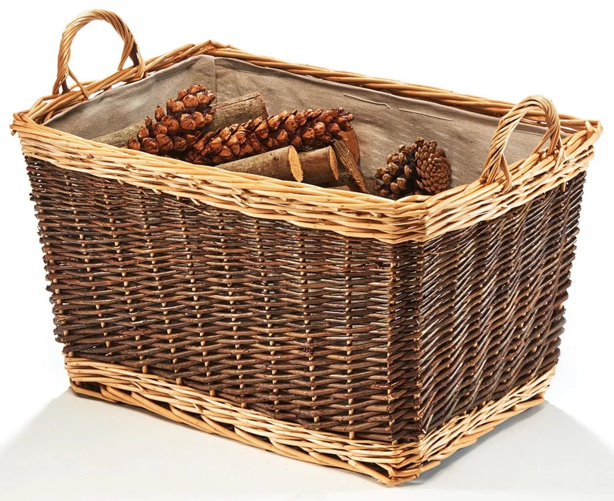 Kobolo Kaminholzkorb Weide zweifarbig mit Jute-Auskleidung - Bild 2