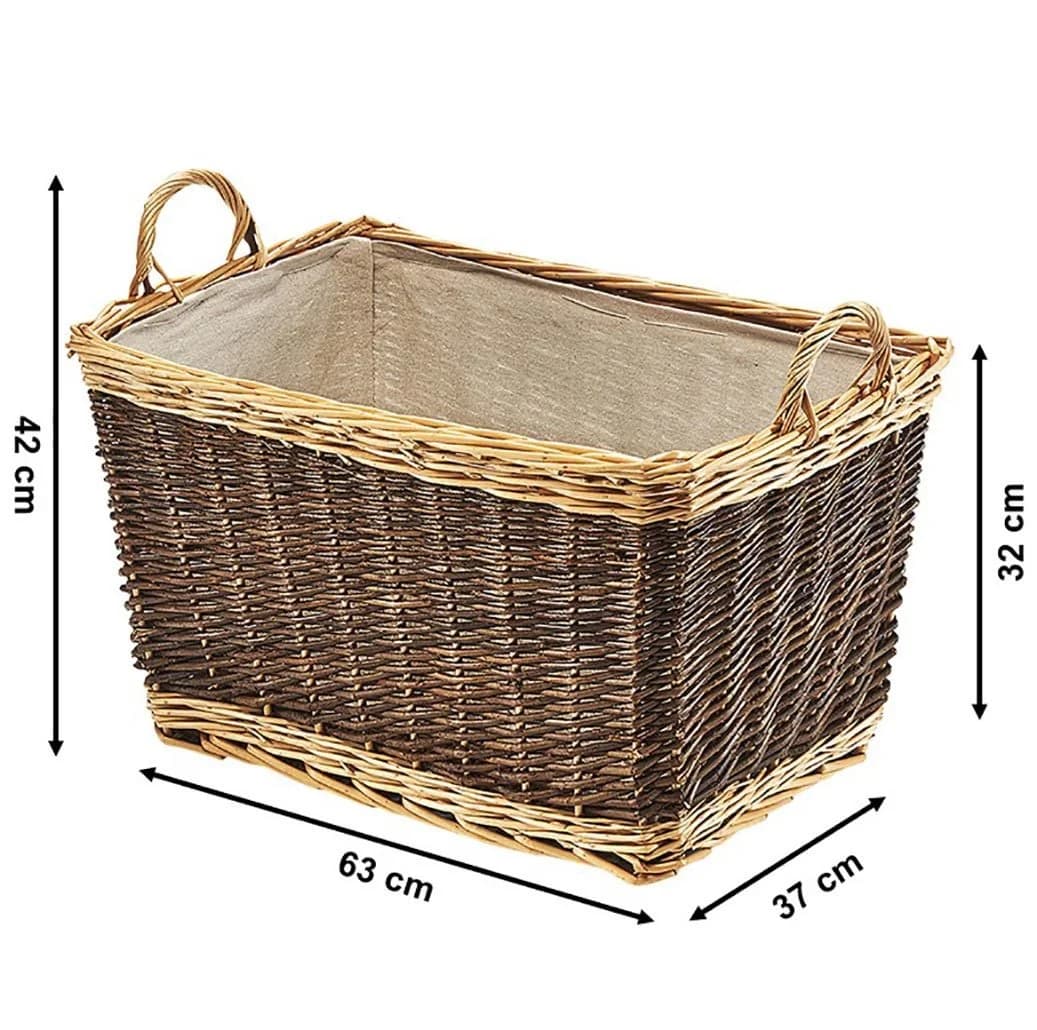 Kobolo Kaminholzkorb Weide zweifarbig mit Jute-Auskleidung - Bild 4