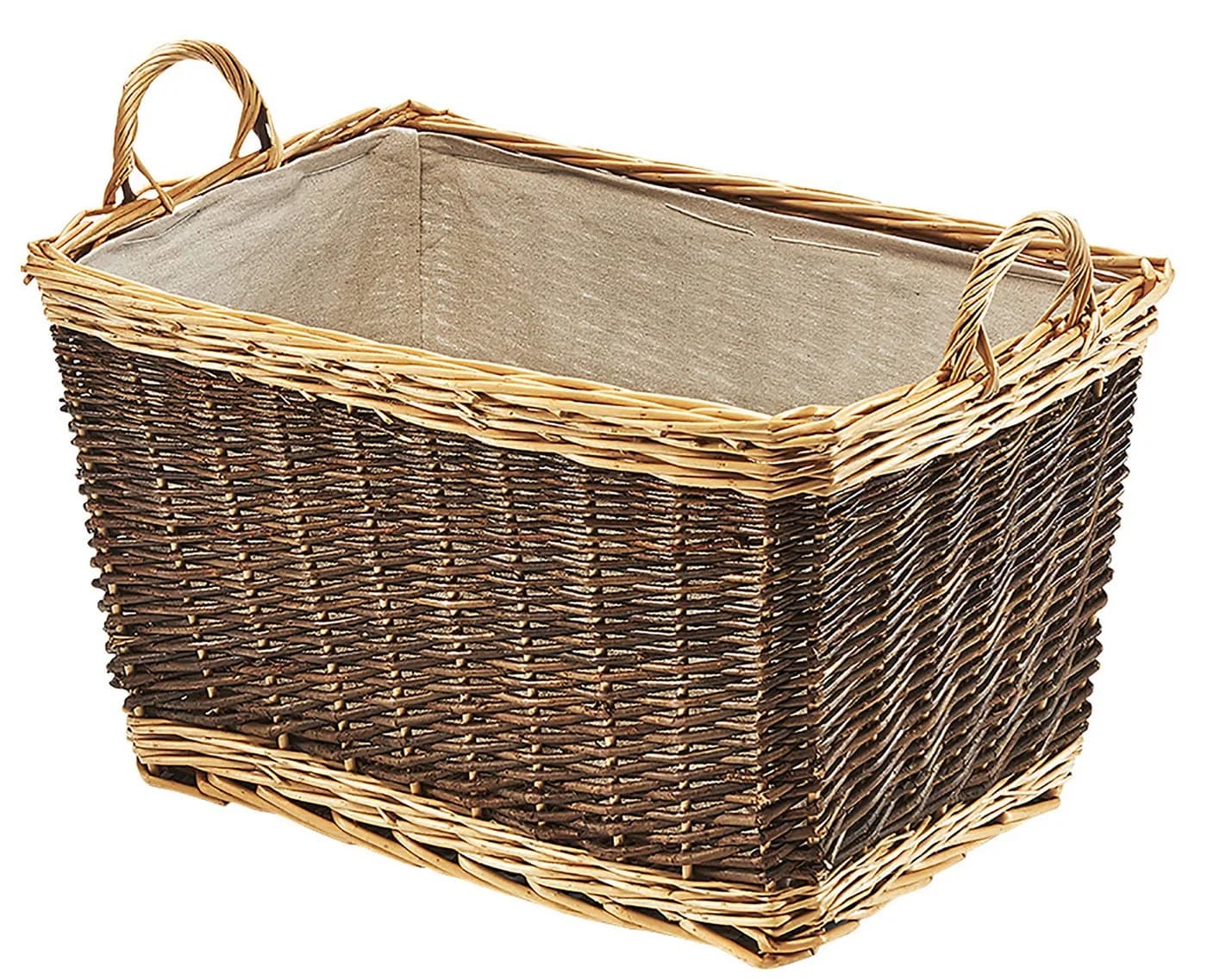 Kobolo Kaminholzkorb Weide zweifarbig mit Jute-Auskleidung - Bild 5