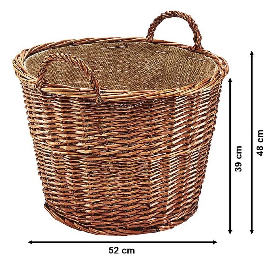Kobolo Kaminholzkorb Weide Rund mit Jute-Auskleidung - Bild 3