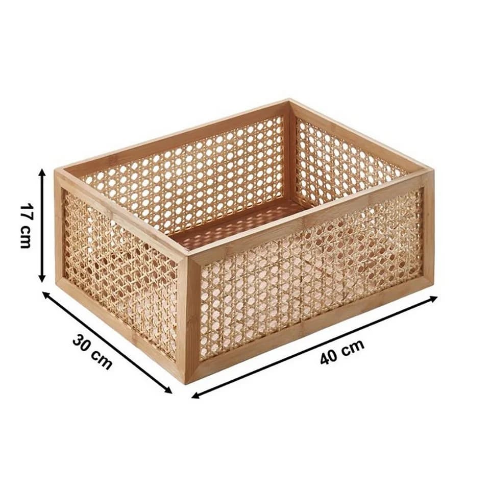 Kobolo Aufbewahrungskorb Regalkorb aus Holz und Rattan Braun - Bild 3