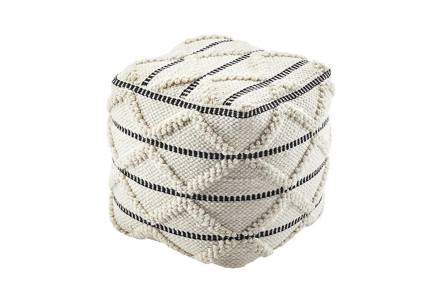 Kobolo Sitzpouf JAIPUR aus Baumwolle mit Muster Weiß - Bild 2