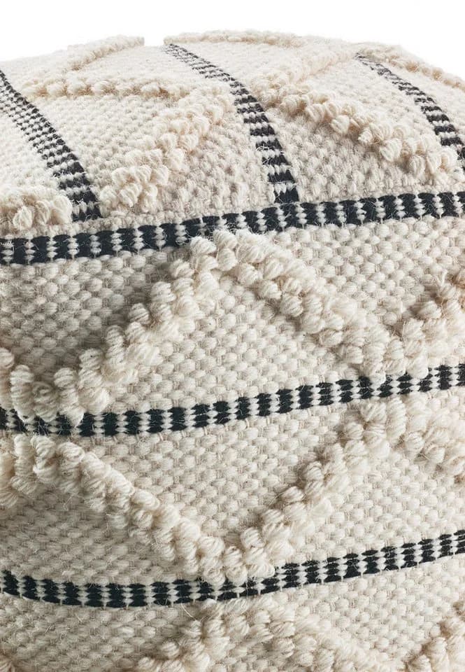 Kobolo Sitzpouf JAIPUR aus Baumwolle mit Muster Weiß - Bild 5