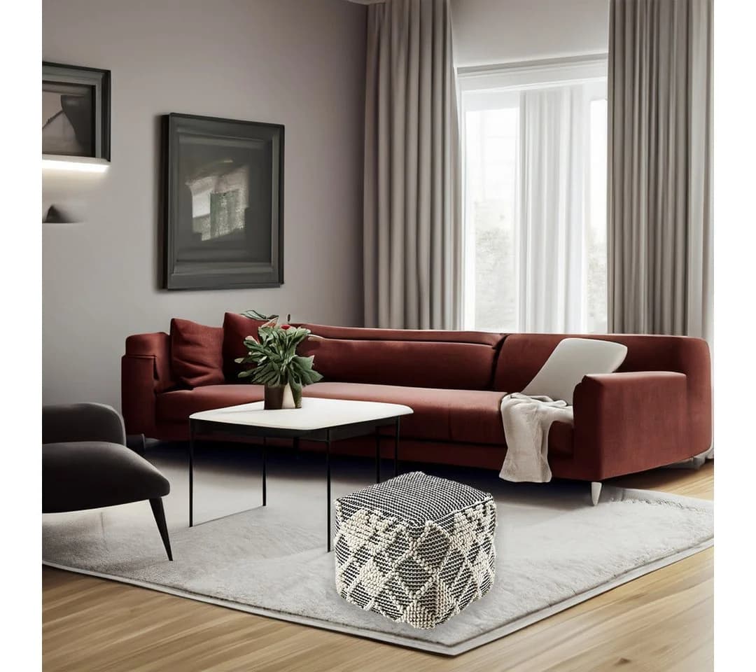 Kobolo Sitzwürfel Sitzpouf Pouf RAJA aus Baumwolle mit Muster