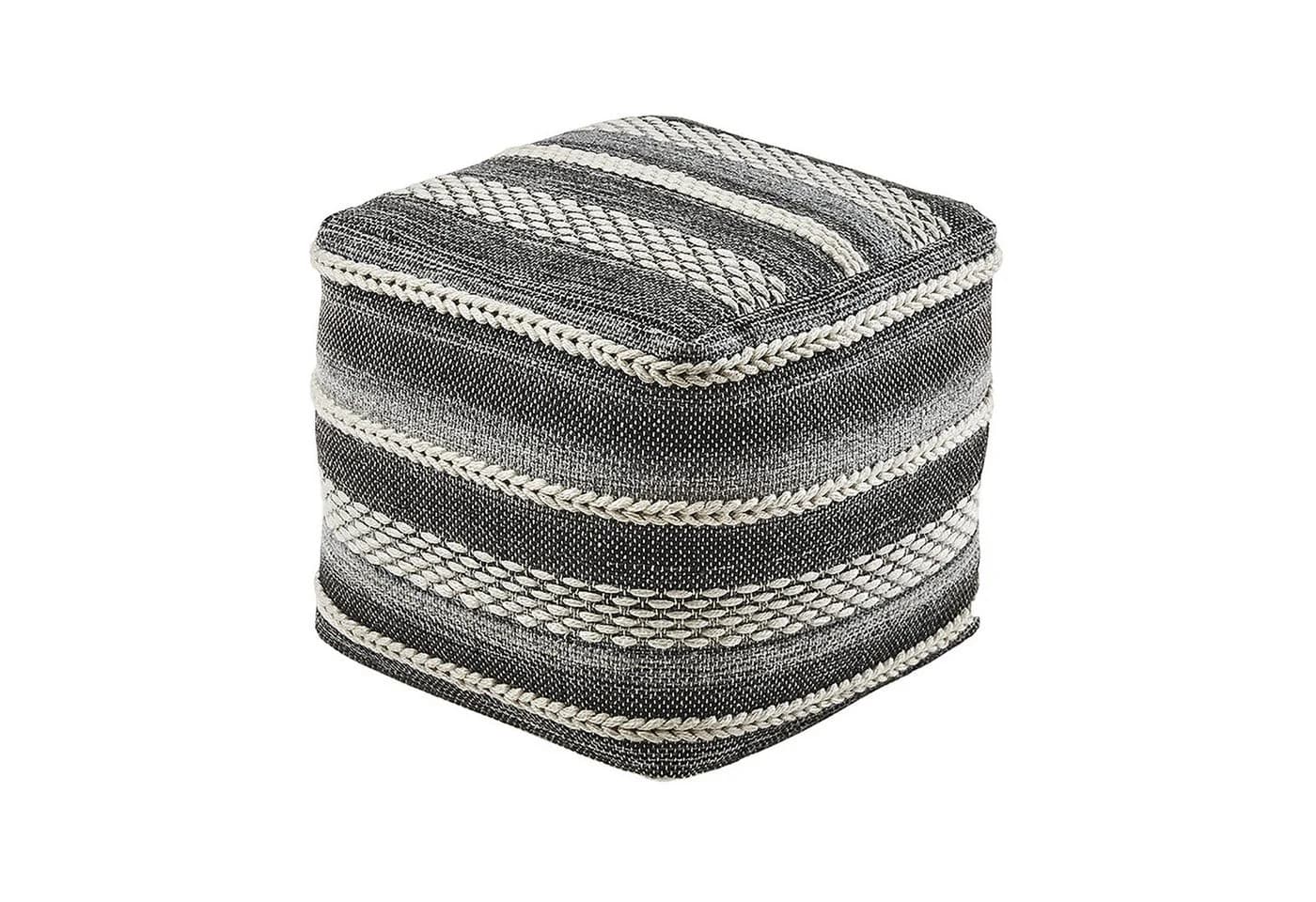 Kobolo Sitzpouf YIN Grau Baumwolle mit Muster - Bild 2